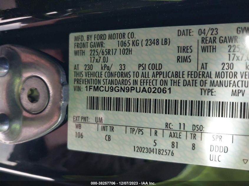 2023 FORD ESCAPE ACTIVE - 1FMCU9GN9PUA02061