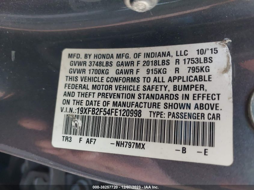 2015 HONDA CIVIC LX - 19XFB2F54FE120998