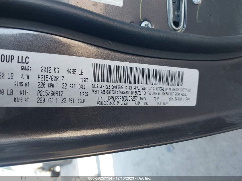 2015 JEEP PATRIOT LATITUDE - 1C4NJPFA1FD157257