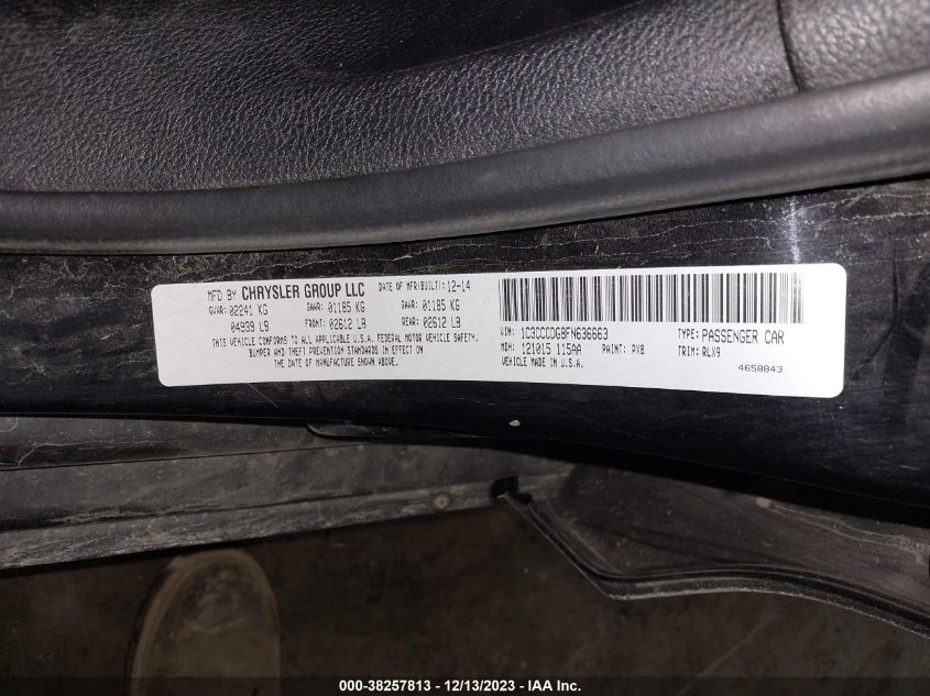 2015 CHRYSLER 200 S - 1C3CCCDG8FN636663