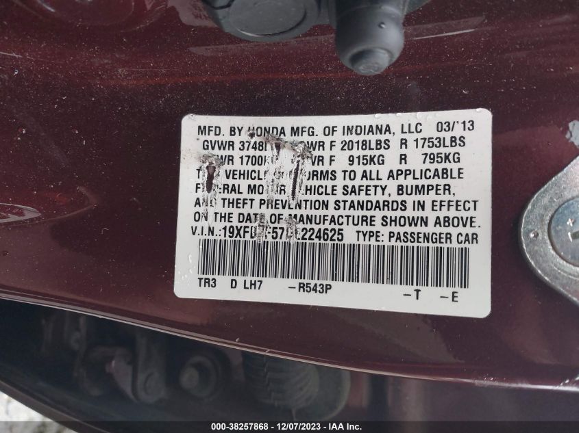 2013 HONDA CIVIC LX - 19XFB2F57DE224625