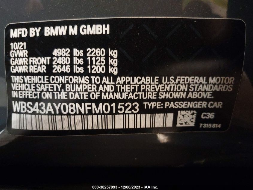 2017 MERCEDES-BENZ AMG C 43 4MATIC 55SWF6EBXHU230789
