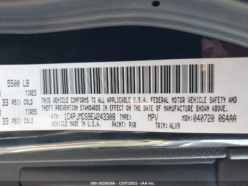 2014 JEEP CHEROKEE LIMITED - 1C4PJMDS9EW243308