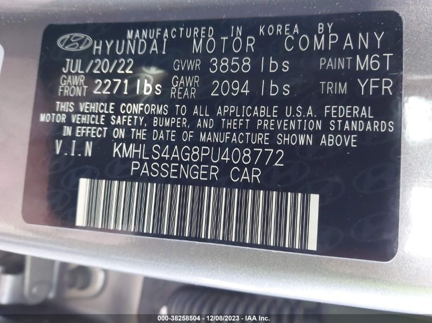 2023 HYUNDAI ELANTRA SEL - KMHLS4AG8PU408772