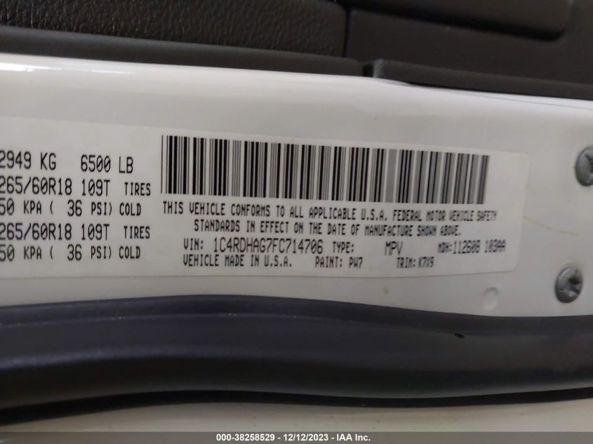 2015 DODGE DURANGO SXT - 01C4RDHAG7FC71470