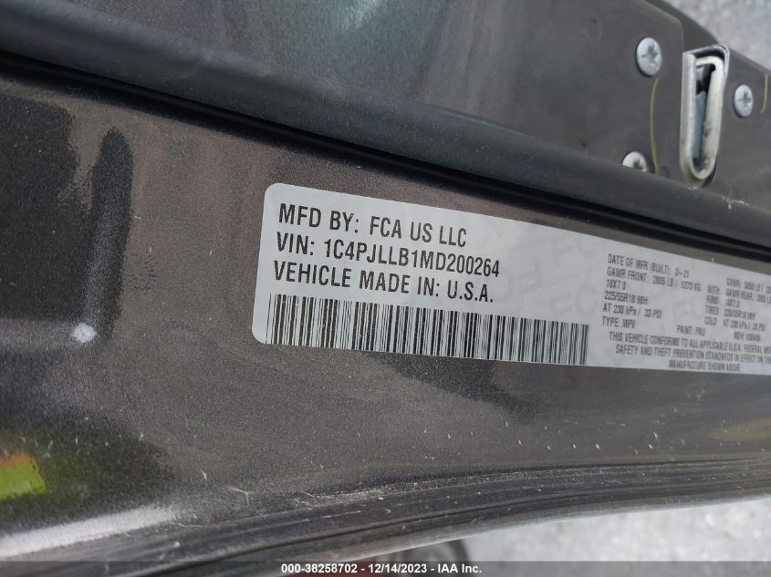 2021 JEEP CHEROKEE ALTITUDE FWD - 1C4PJLLB1MD200264