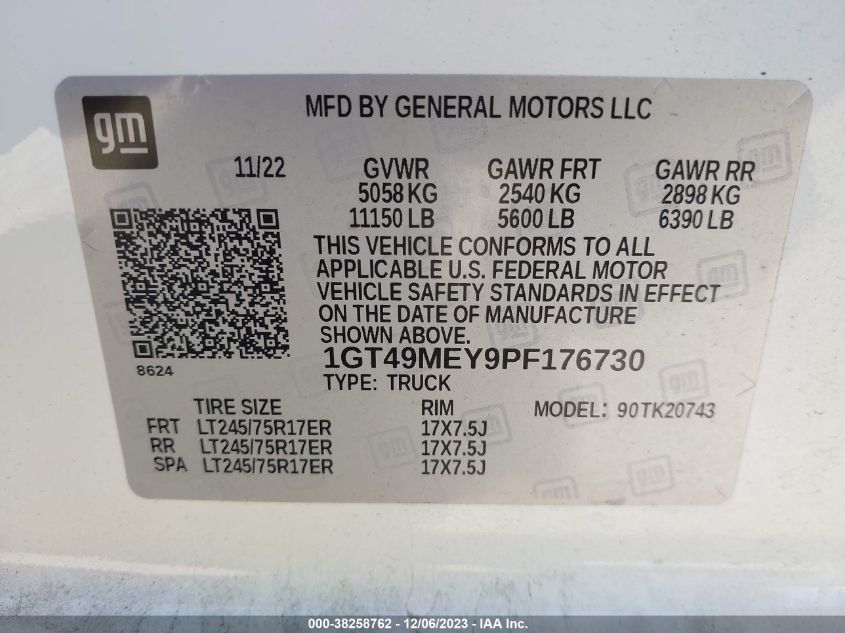 1GT49MEY9PF176730 GMC Sierra 2500hd 4WD  STANDARD BED SLE 9