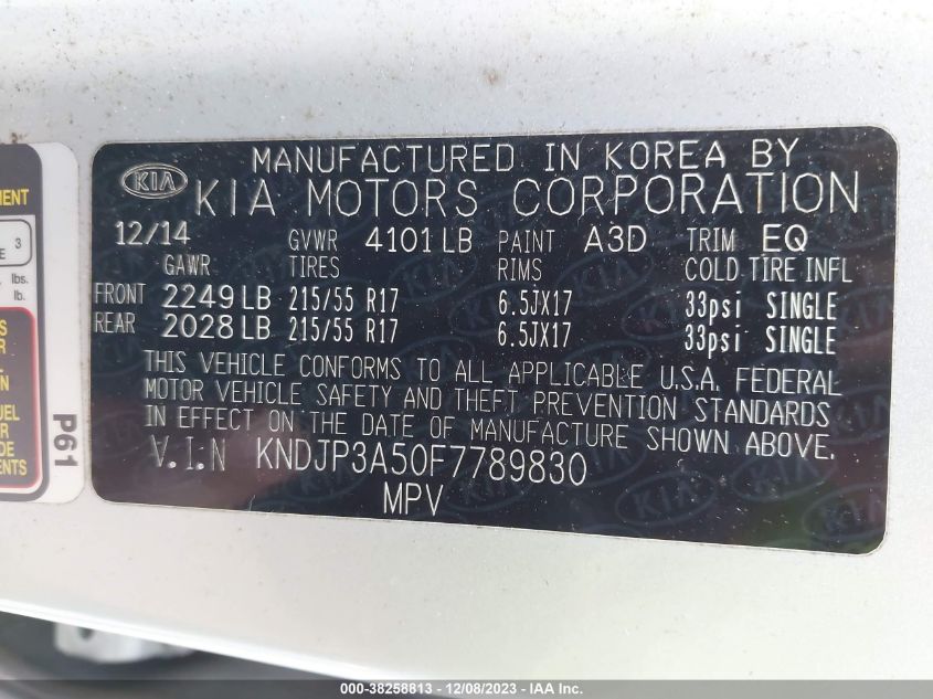 2015 KIA SOUL + - KNDJP3A50F7789830