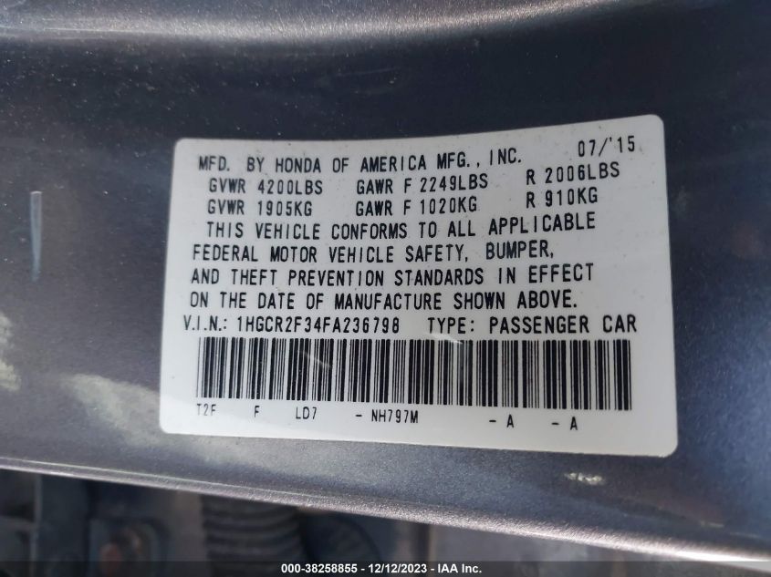 2015 HONDA ACCORD LX - 1HGCR2F34FA236798