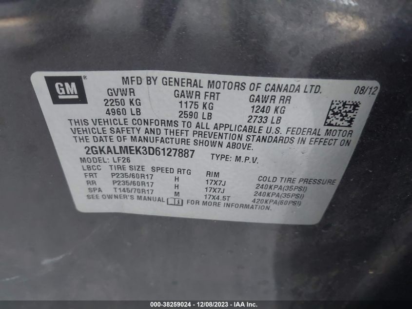 2013 GMC TERRAIN SLE - 2GKALMEK3D6127887