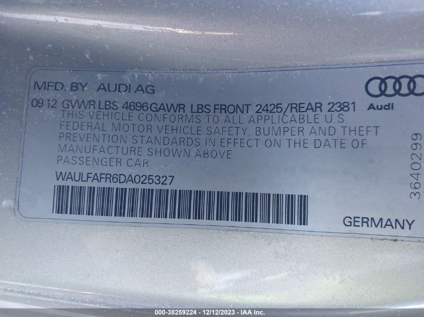2013 AUDI A5 PREMIUM PLUS - WAULFAFR6DA025327