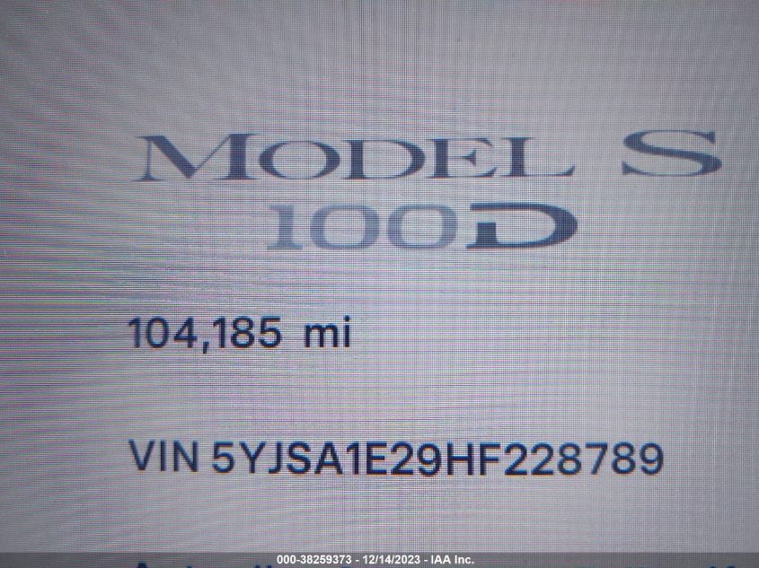 2017 TESLA MODEL S 100D/60D/75D/90D/P100D - 5YJSA1E29HF228789