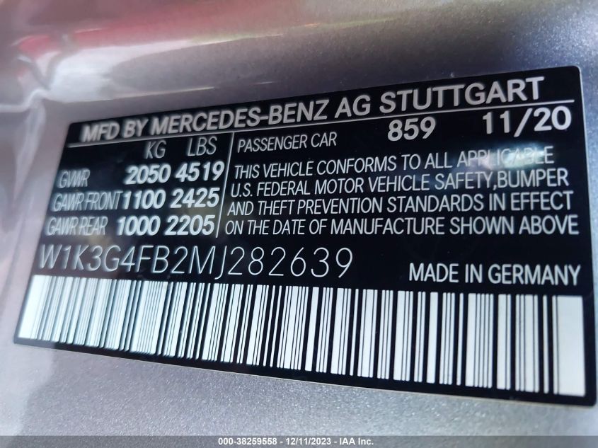 2021 MERCEDES-BENZ A 220 4MATIC - W1K3G4FB2MJ282639