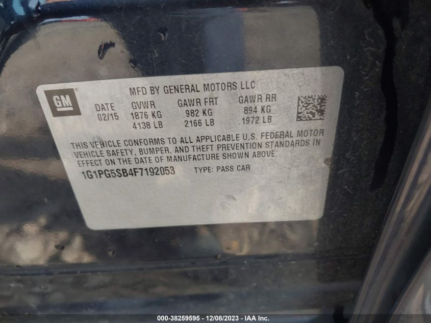 2015 CHEVROLET CRUZE LTZ - 1G1PG5SB4F7192053