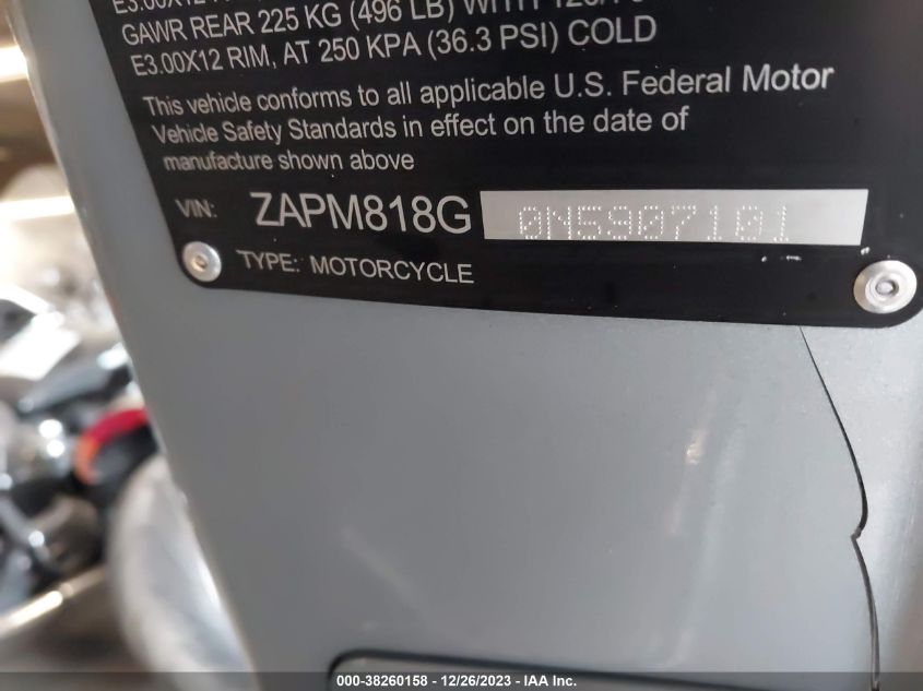 2022 VESPA PRIMAVERA/SPRINT 150 ZAPM818G0N5907101
