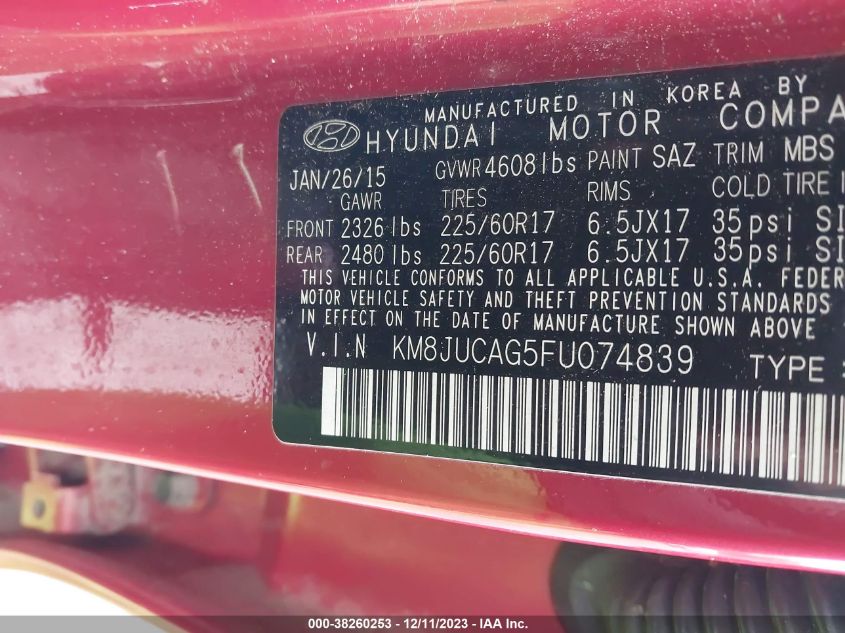 2015 HYUNDAI TUCSON SE - KM8JUCAG5FU074839