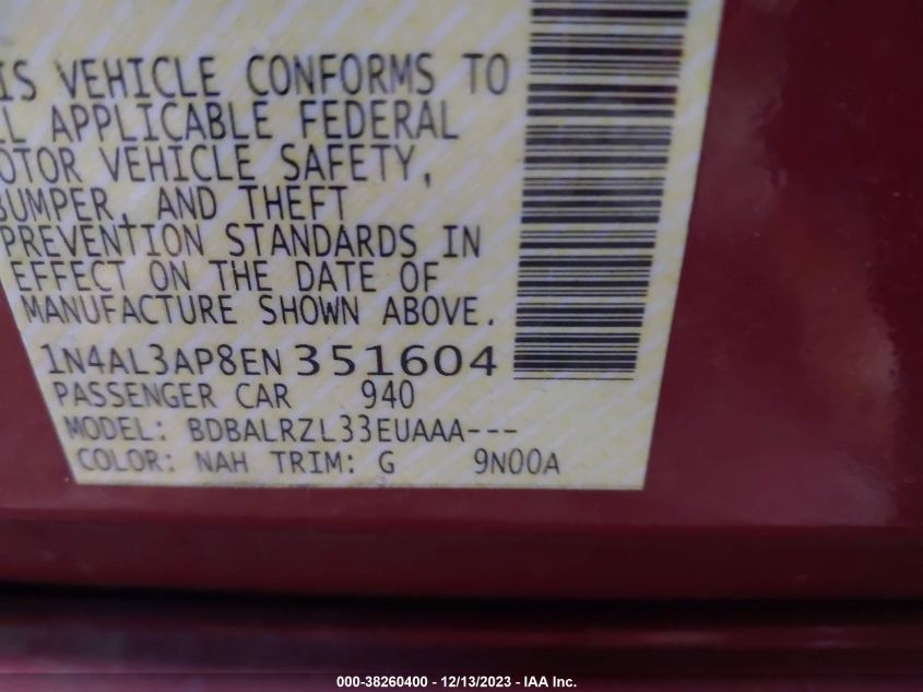 2014 NISSAN ALTIMA 2.5 - 1N4AL3AP8EN351604