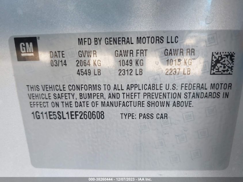 2014 CHEVROLET MALIBU 2LT - 1G11E5SL1EF260608