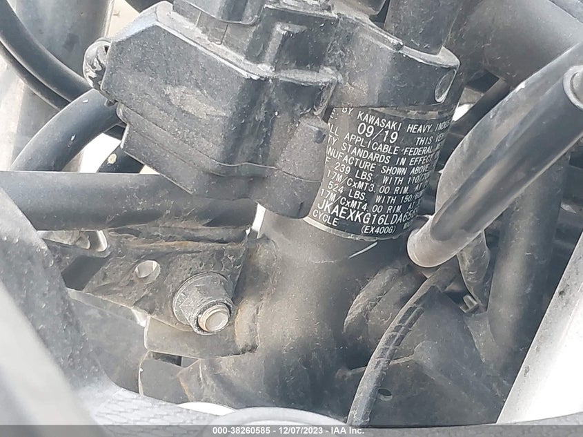 VIN JKAEXKG16LDA65697 2020 KAWASAKI EX400