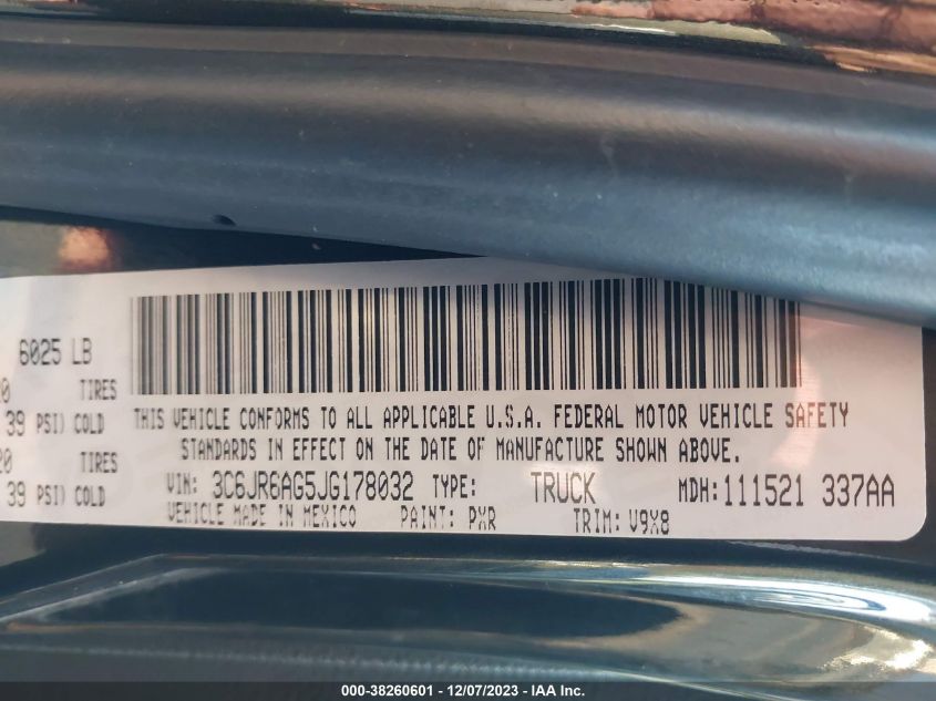 2018 RAM 1500 ST - 3C6JR6AG5JG178032