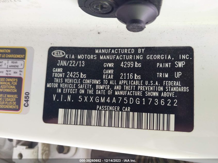 2013 KIA OPTIMA LX - 5XXGM4A75DG173622