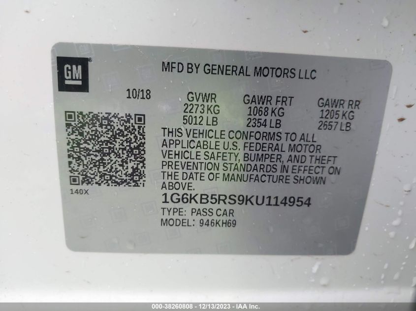 2019 CADILLAC CT6 LUXURY - 1G6KB5RS9KU114954