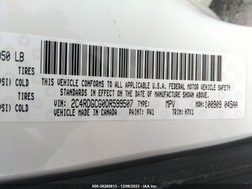 2013 DODGE GRAND CARAVAN SXT - 2C4RDGCG0DR599507
