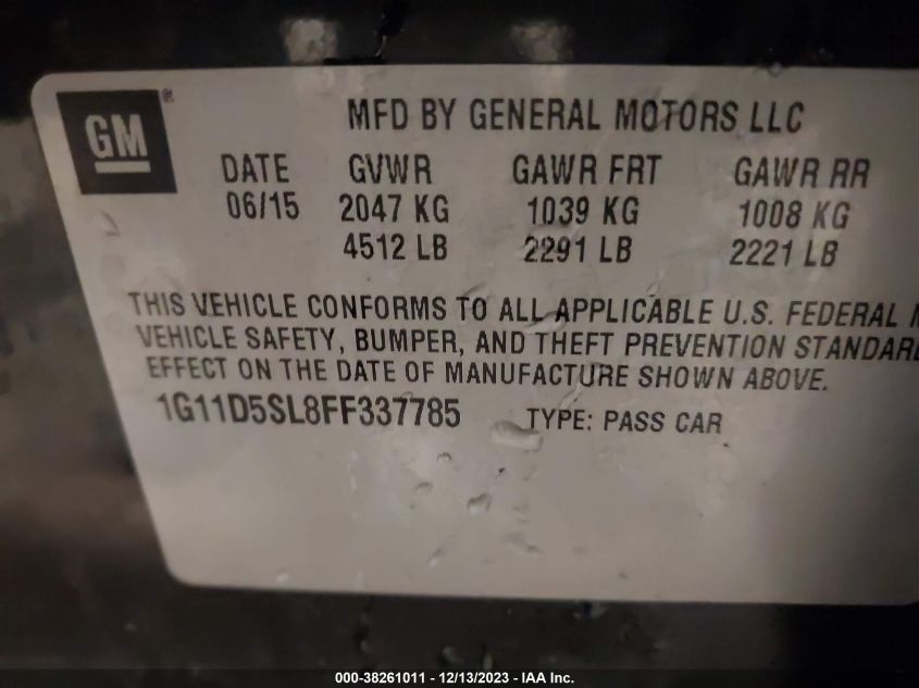2015 CHEVROLET MALIBU 2LT - 1G11D5SL8FF337785