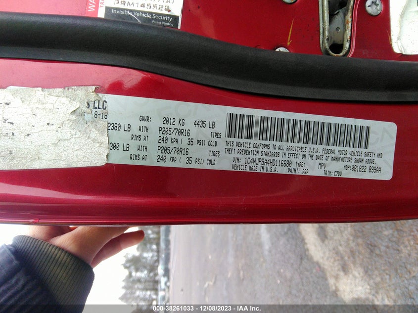 VIN 1C4NJPBA4HD116680 2017 JEEP PATRIOT SPORT