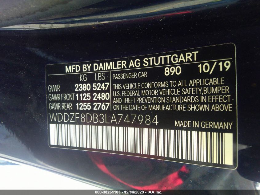 2020 MERCEDES-BENZ E 350 - WDDZF8DB3LA747984