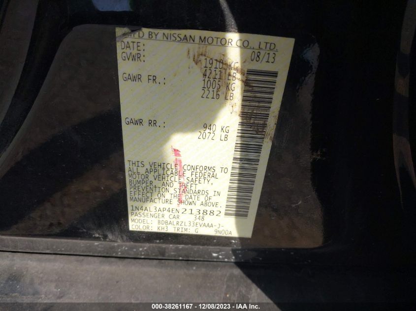 2014 NISSAN ALTIMA 2.5 S - 1N4AL3AP4EN213882