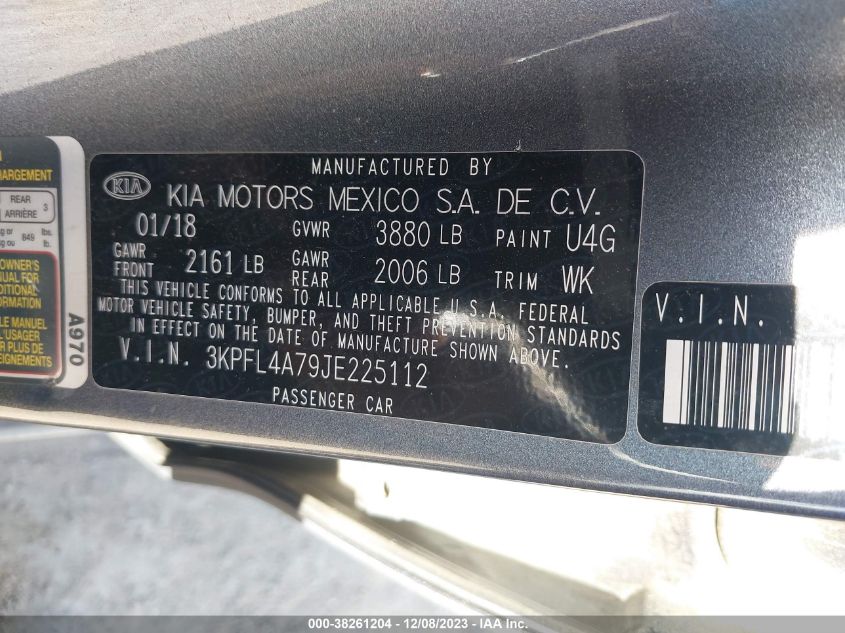 2018 KIA FORTE S - 3KPFL4A79JE225112