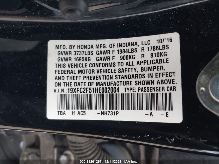 2017 HONDA CIVIC LX - 19XFC2F51HE002004