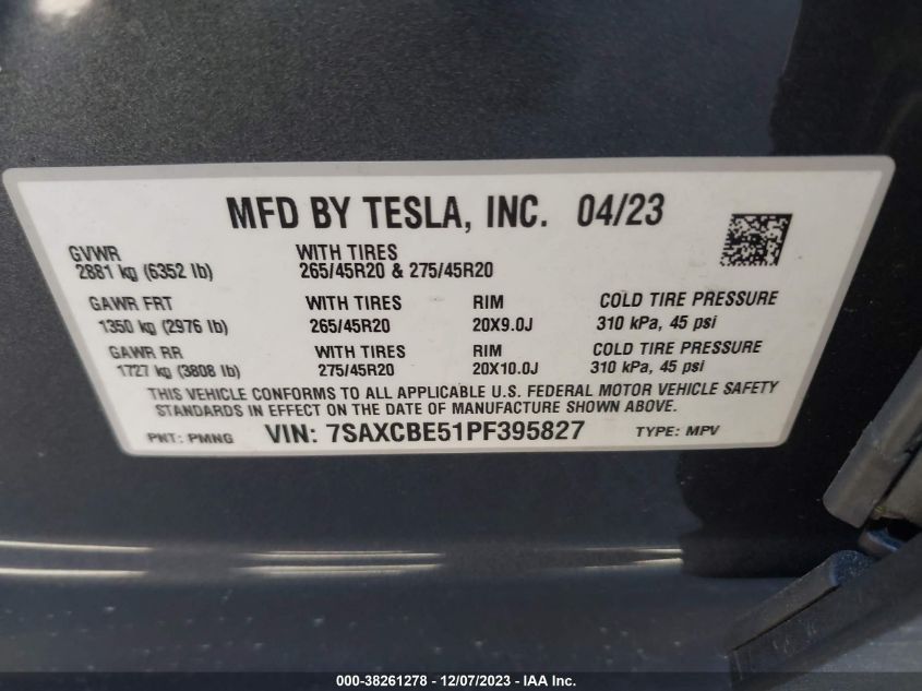 2023 TESLA MODEL X - 7SAXCBE51PF395827