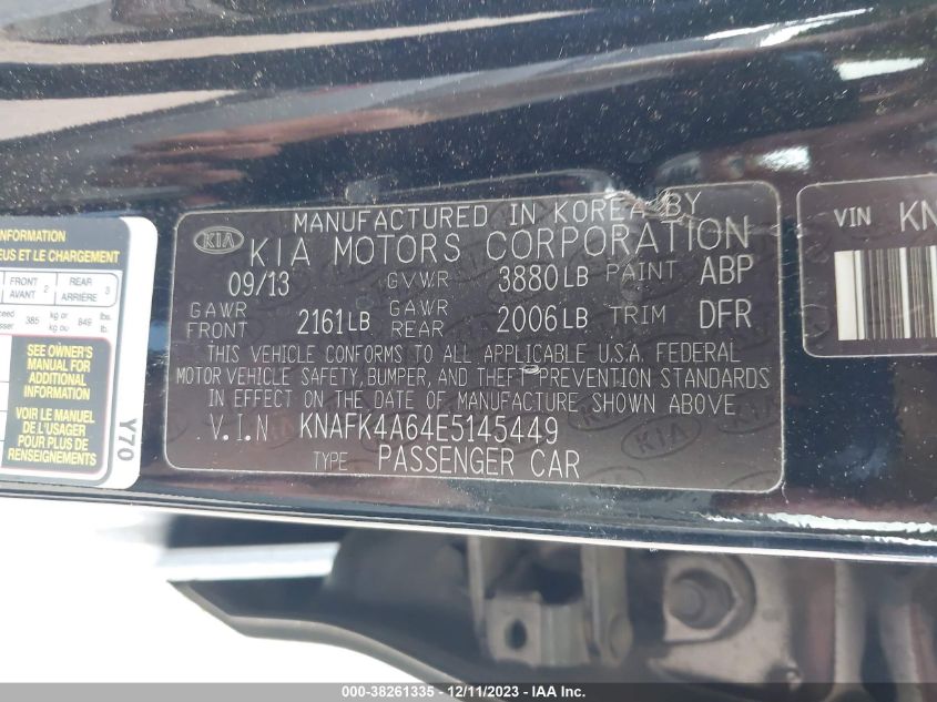 2014 KIA FORTE LX - KNAFK4A64E5145449