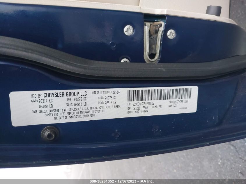 2015 CHRYSLER 300 LIMITED - 2C3CCAAG1FH742826
