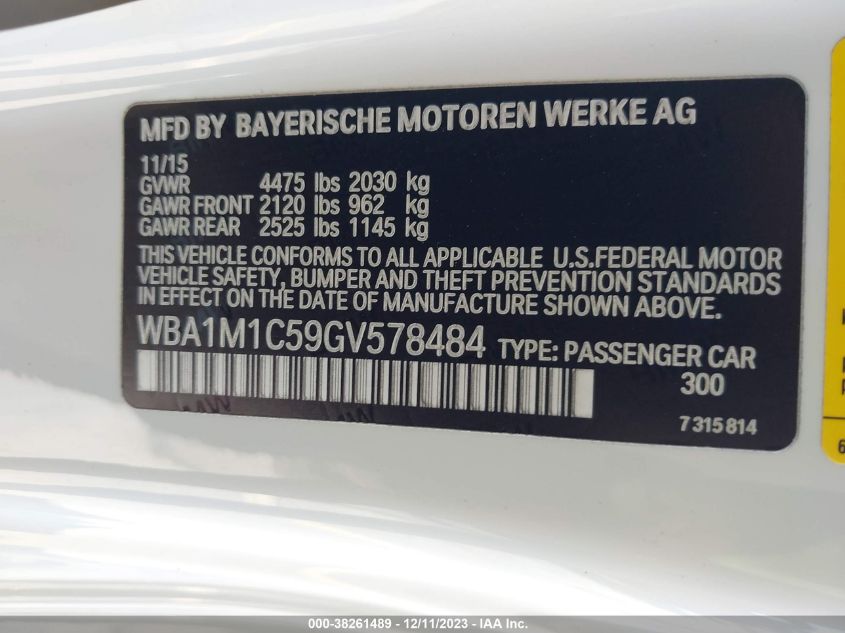 2016 BMW M235I WBA1M1C59GV578484