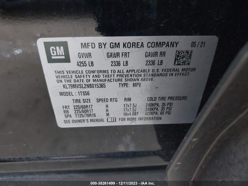 2022 CHEVROLET TRAILBLAZER FWD ACTIV - KL79MVSL2NB015365