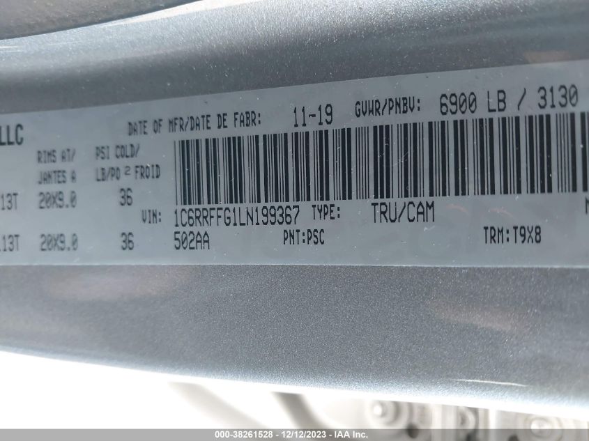 2020 RAM 1500 BIG HORN - 1C6RRFFG1LN199367