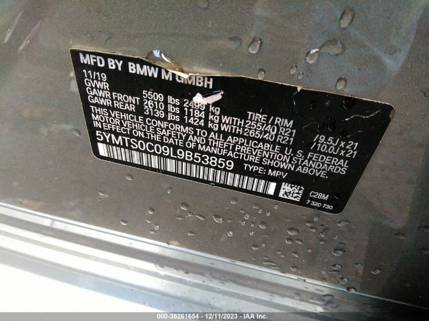 2020 BMW X3 M 5YMTS0C09L9B53859