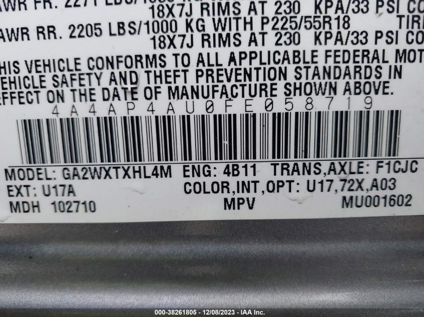 2015 MITSUBISHI OUTLANDER SPORT SE - 4A4AP4AU0FE058719