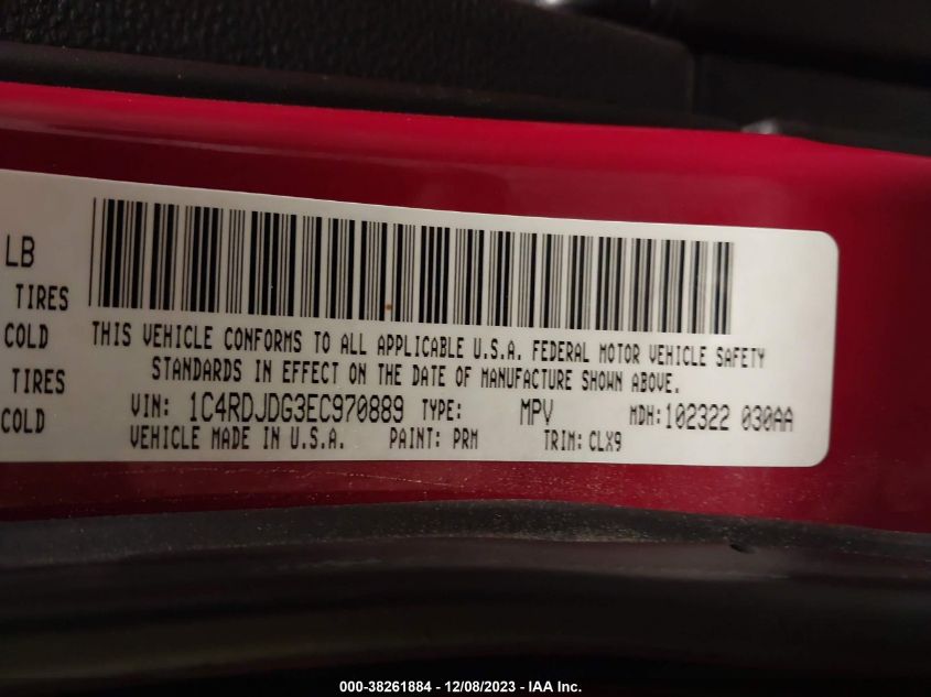 2014 DODGE DURANGO LIMITED - 1C4RDJDG3EC970889