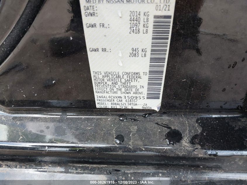 2021 NISSAN ALTIMA SR - 1N4AL4CVXMN350955