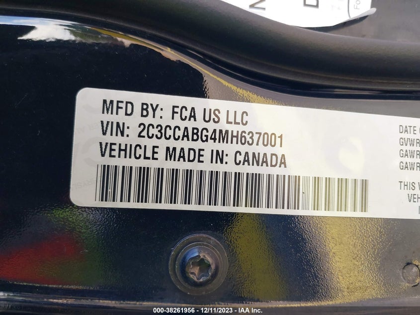VIN 2C3CCABG4MH637001 2021 CHRYSLER 300 S