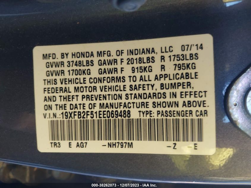 2014 HONDA CIVIC LX - 19XFB2F51EE069488
