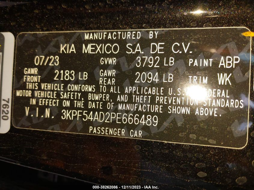 2023 KIA FORTE GT-LINE - 3KPF54AD2PE666489
