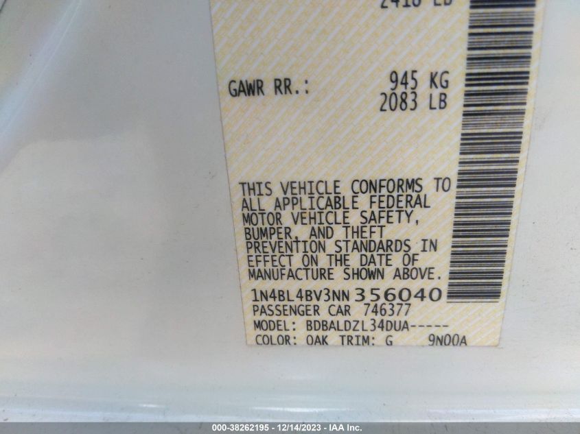 2022 NISSAN ALTIMA S FWD - 1N4BL4BV3NN356040
