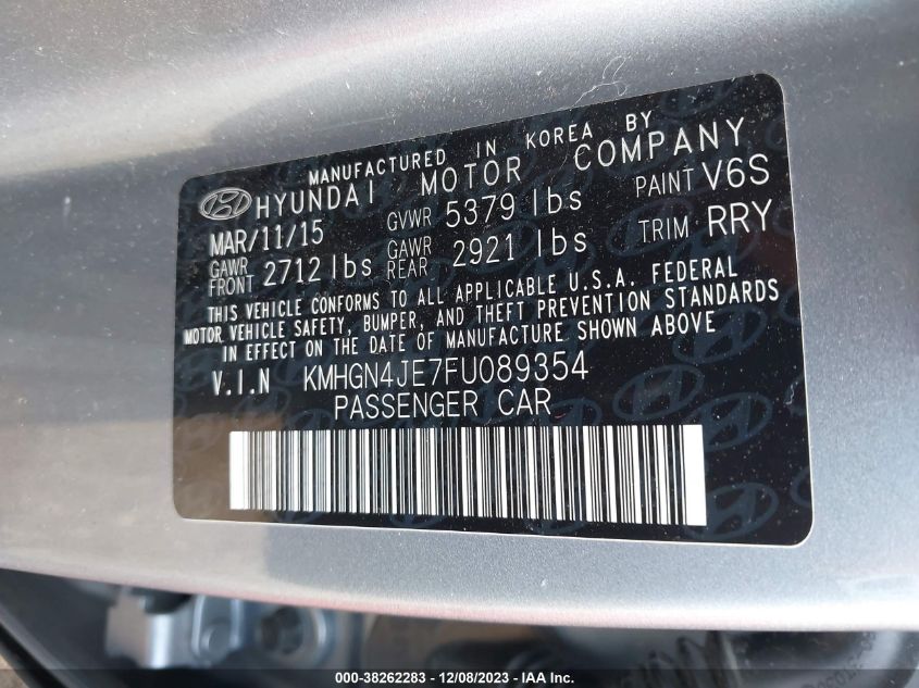 2015 HYUNDAI GENESIS 3.8L - KMHGN4JE7FU089354