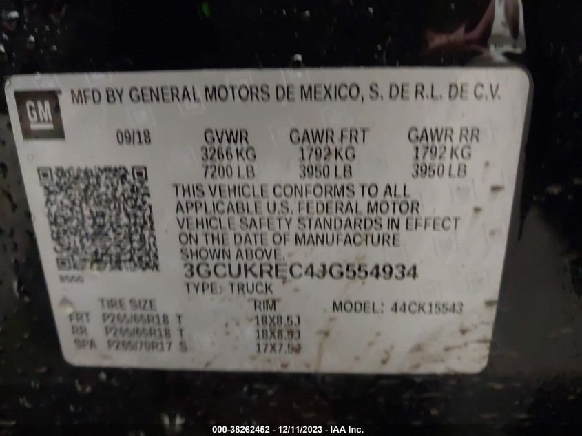 2018 CHEVROLET SILVERADO 1500 2LT - 3GCUKREC4JG554934
