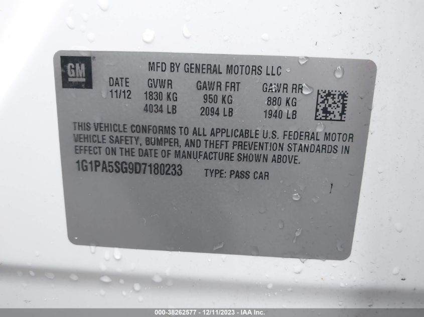 2013 CHEVROLET CRUZE LS AUTO - 1G1PA5SG9D7180233